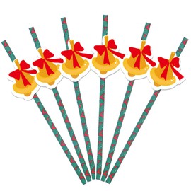 20Pcs/Set Christmas Party Paper Straws,Stocking Bells Santa Claus Straws,Christmas Tree Paper Straws,Party Drinking Straw for Wedding Birthday Party Decoration Supplies (Orange)