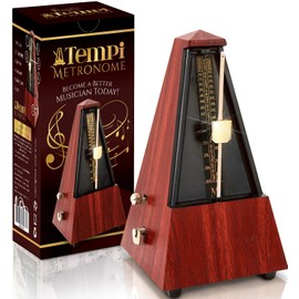 Tempi Mechanical Metronome for Musicians - 2 Year Warranty - Metronome for Piano/Guitar/Violin, Metronome Music for Adults and Kids (Molded Teak Grain Veneer)