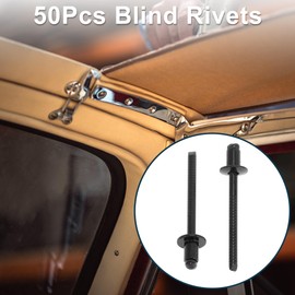 TUCKBOLD Dome Head Large Flange Blind Rivets Black 50 Pcs 4.8mm Grip Diameter 6mm Grip Length 9.5mm Flange Diameter Stainless Steel