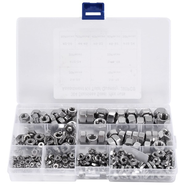 Wanjorlay Stainless Steel Nuts 2-56 to 3/8 16 UNC Hexagonal