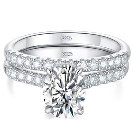 Newshe Jewellery Bridal Sets Wedding Ring Solitaire Engagement Rings for Women 925 Sterling Silver Size 4-13, stone, Moissanite