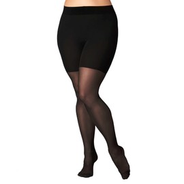 FALKE Women Beauty Plus 50 denier tights, 1 pair, UK size 22-24 short (EU E SHORT), Black, polyamide mix - Elegant semi opaque tights with comfortable wide cuffs