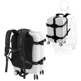Sunnymove Backpack Conversion Straps for 22-26 Inch Hard Luggage, Adjustable Suitcase Carrier with Padded Back Panel, Quick-release Buckles, Chest Strap, Fits Non-expanded Hard Cases