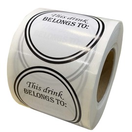 Drink Markers This Drink Belongs to Stickers - Wine Glass Identification Tags - 500 Drink Stickers Cup Reusable Stickers for Wine Tasting Party Supplies, 2 inches Diameter (White)