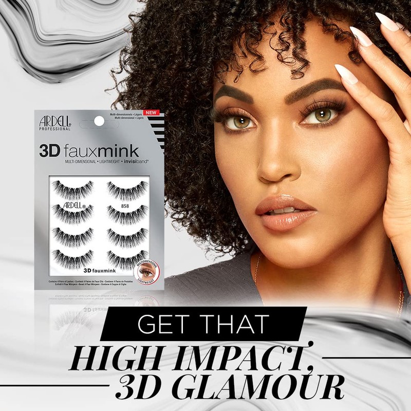 Ardell 3D Faux Mink Lashes 858 - Lightweight False Eyelashes