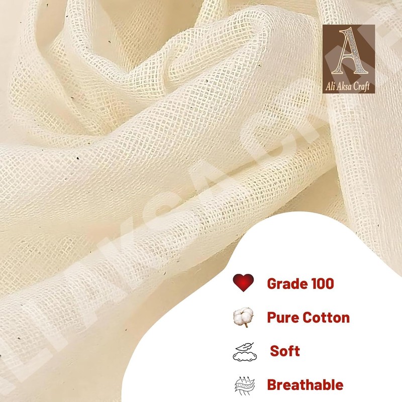 Premium Cheesecloth Grade 100 – 100% Unbleached Cotton Muslin with