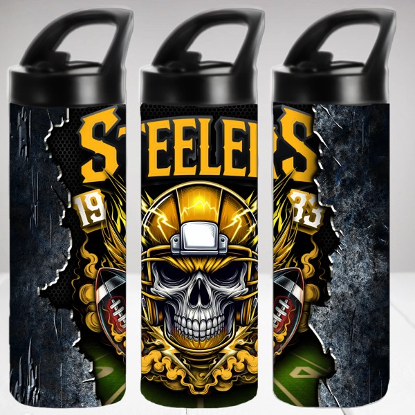 Unbranded Pittsburgh Steelers Skull 20 oz Stainless Steel Insulated Water