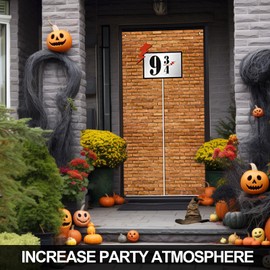 XoeLLe 9 and 3/4 Cross Station Brick Wall Background, School Birthday Banner Decoration, Wizard Party Banner Background, Magic School Boy Girl Decoration, Secret Passage for Wizard Party