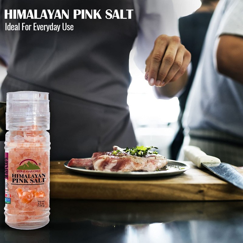 Himalayan Chef Pink Salt Coarse Refillable Grinder, 4.2 Ounce (Pack
