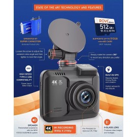 ROVE R2-4K PRO Car Dash Cam IPS Display GPS 5G WiFi 2160P UHD 30FPS Parking Mode