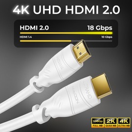 deleyCON 9m HDMI Kabel 2.0a/b - High Speed mit Ethernet - UHD 2160p 4K@60Hz 4:2:0 HDCP 2.2 ARC CEC Ethernet 18Gbps 3D Full HD 1080p Dolby - Weiß