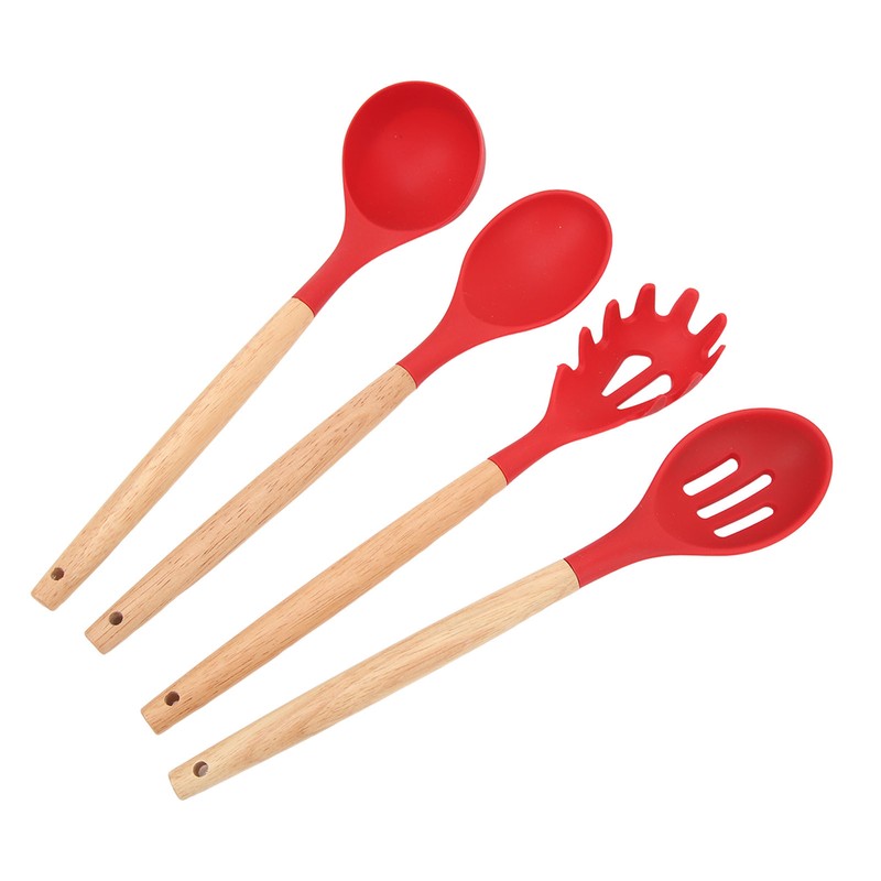 12 PCS Kitchen Cooking Utensils Set Ergonomic Wooden Handle Silicone
