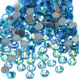 Jollin Hot Fix Crystal Flatback Rhinestones Glass Diamantes Gems 6.4mm(30ss 288pcs, Aquamarine AB)