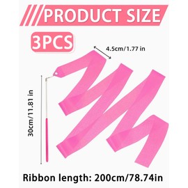 ZEXIJOW Dance Band, Pack of 3 Colourful Gymnastics Band with Rod 2 m Gymnastics Ribbon Dance Bands Children Rainbow Ribbon for School and Home Game, Ideal for Girls Artistic Dance Circus Carnival