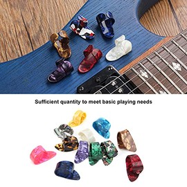 Púa para pulgar de guitarra, púas para pulgar planas, 12 uds, púas para dedos de celuloide coloridas para instrumentos de cuerda para principiantes