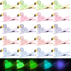 Luinabio 30 Pcs Flamingo Mini Hair Clips Glow Hairpin for Girls Rave Hair Clips Women Music Festival Holiday Party Supplies