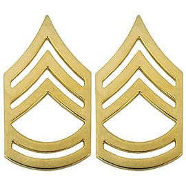 Army E7 Sergeant First Class Rank Gold Pin-On - Pair