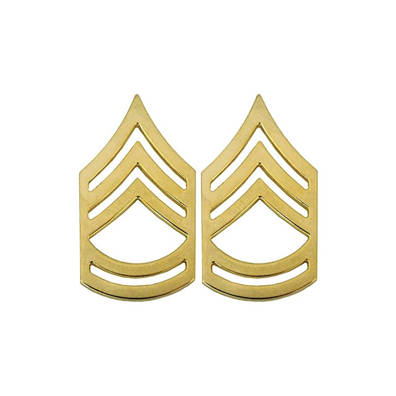 Army E7 Sergeant First Class Rank Gold Pin-On - Pair