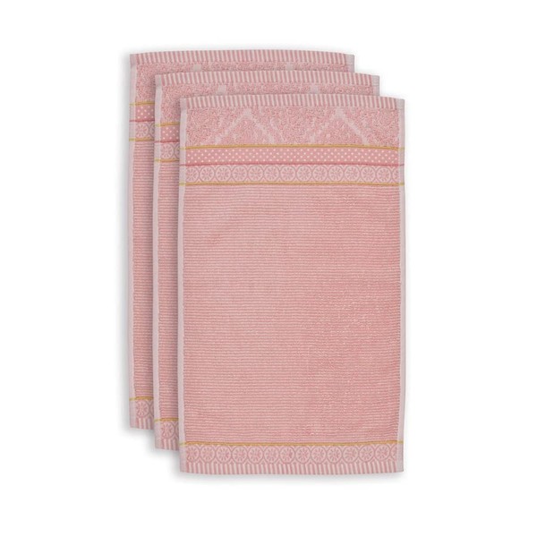 Pip Studio Guest Towel Set Soft Zellige 3 x Pink Size 30 x 50 x 3 cm