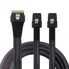 cablecc PCI-E Ultraport Slimline SAS Slim 4.0 SFF-8654 8i 74pin to Dual SFF-8087 Mini SAS Cable PCI-Express