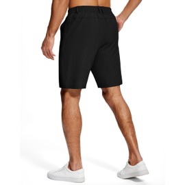 UPGET Mens Lightweight Dress Shorts Stretch 9 Inch Quick Dry Hiking Golf Shorts with Pockets Travel Work Casual Black L