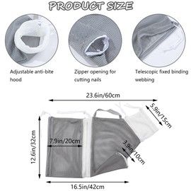 Niuhong Cat Bath Bag Bathing Shower Cat Care Pet Bathing Shower Mesh Bag Anti-Bite Take A Bath Nails Cutting Clean Your Teeth Medication and Injections (Grey Removable)