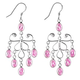 Franki Baker Pretty Pink Cubic Zirconia Gemstone Chandelier & Sterling Silver Drop Earrings