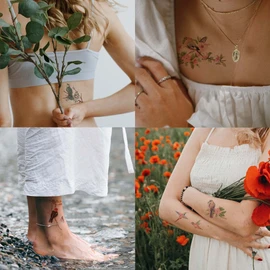 Everjoy Flower Bird Tattoo Stickers Hand Painted Watercolor Tattoo Stickers Spring Color Tattoo Stickers Women Tattoo Stickers