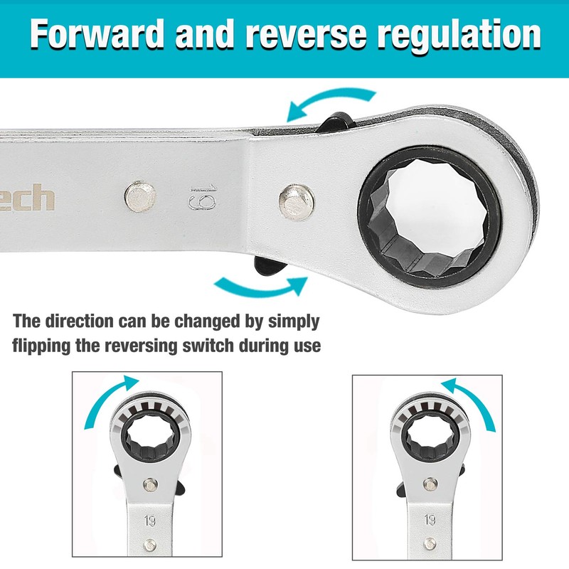 DURATECH 10-Piece Reversible Ratcheting Wrench Set, Offset Double Box End