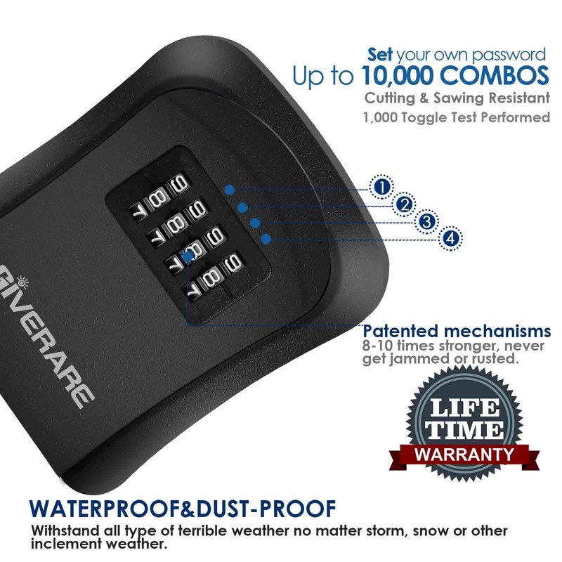 GIVERARE 2 Pack Key Lock Box Combination, 4-Digit Lockbox Wall