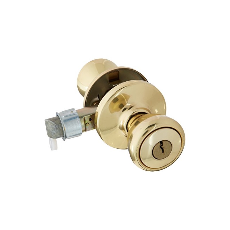 KWIKSET 94002-825 Mobile Home Entry Lockset, Polished Brass