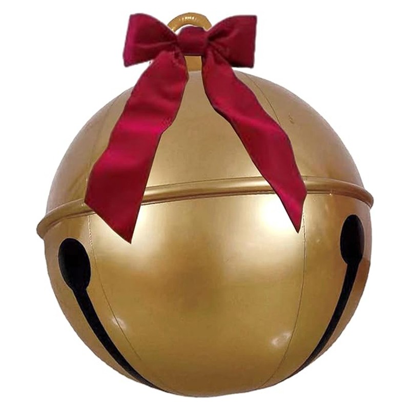 23.6 Inches Inflatable Christmas Ball PVC Large Jingle Bell Bow