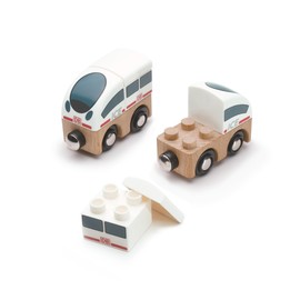 Neue Freunde Mein Kreativ Zug - Trains, Locomotives, Railways and Wagons Build Yourself. The Rolling Building Block Connects Your Wooden Railway and the Large Clamping Blocks (Set 01 Ice and Freight