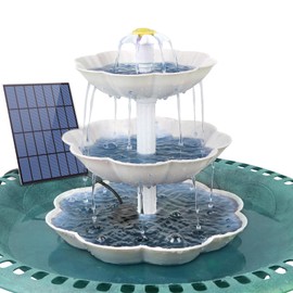 AISITIN DIY Decorative Fountain, Bird Bath Sets with 3.5 W Solar Fountain, 3 Level Bird Feeder for Outdoors, Bird Bath and DIY Solar Fountain, Removable and Suitable for Bird Bath, Garden Decoration
