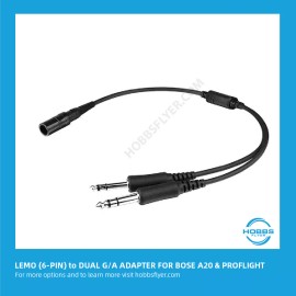 Hobbsflyer.com A20 6-Pin LEMO to Twin Plug General Aviation (G/A) Adapter For Bose A20 Headset