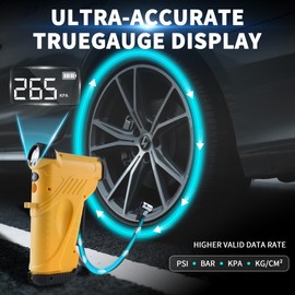 21V Cordless Tire Inflator with LCD Display, 150PSI High Pressure Air Compressor for Car Tires - Fast Charging 22mm Metal Cylinder Pump with Auto Stop, Digital Gauge, LED Light & Dual Power Options