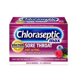 Chloraseptic Sore Throat Lozenges, Max Strength Wild Berries, 15 ct (Pack of 1)