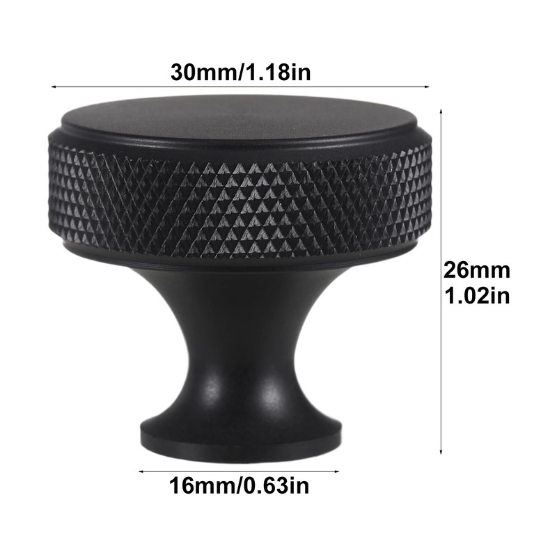 AUTUUCKEE 10 Pcs Cabinet Knobs, Black Cupboard Knobs, Metal Round