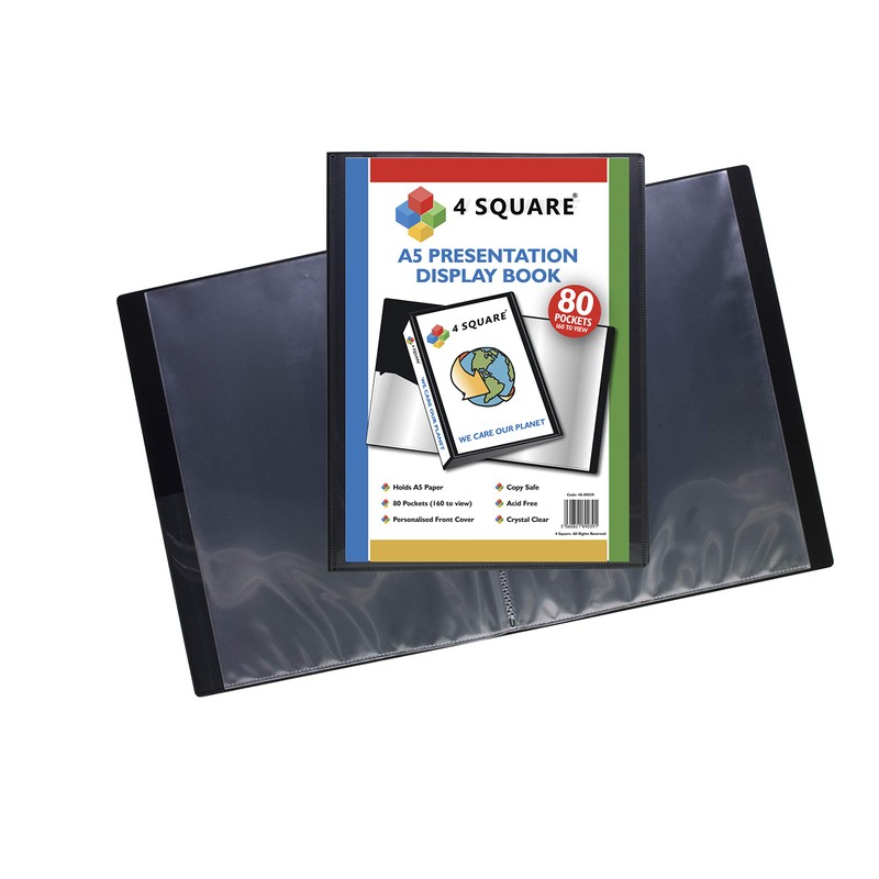 A5 Display Book - 80 Pockets (160 Sides) Black Presentation