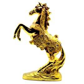 Dalax- 10.5 Inch Stallion Loving/ Playing Brass Color Horse Standing Statue , Rearing Horse Art Figurine Decorative Sculpture Home Decor Accent Piece Horses Figurines Statues