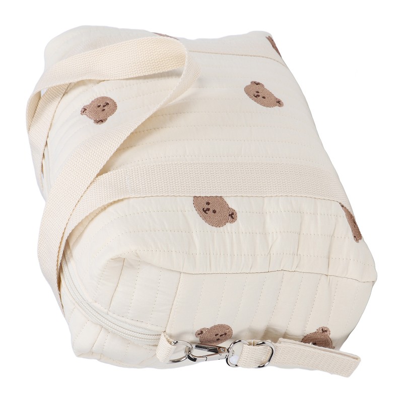 Multifunctional Baby Stroller Storage Bag Zipper Embroidery Reusable Handbag Nappy