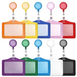 DDKY 10 Pack ID Badge Holders, Card Holders, Colorful Card Holder with Retractable ID Cards for Business Events, Exhibitions, ID Cards, Travel Cards, Office and School Supplies