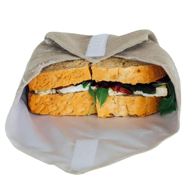 Reusable Sandwich Wrap in Natural Linen with Food Grade Washable,
