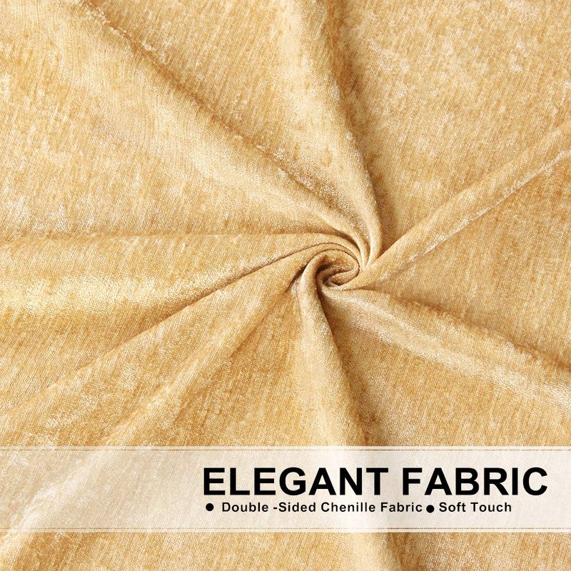ELKCA Gold Chenille Waterfall Valance for Living Room, Single Hollow