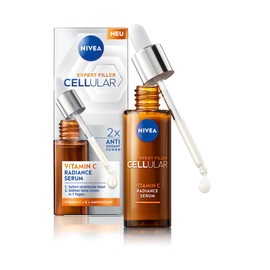 NIVEA NIVEA CELLULAR Expert Filler Vitamin C Radiance Serum, leichtes Hautpflege Serum mit Vitamin E, Gesichtspflege f1r gegl?ttete Falten und strahlende Haut (30 ml)