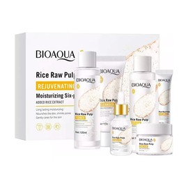 Set de Skincare de Arroz Rice Raw Pulp de 6 Unidades para una Rutina Facial Completa de Día y Noche Humectante y Aclarante de Manchas