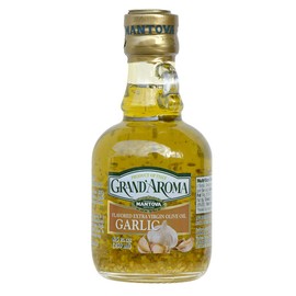 Mantova Grand’Aroma Garlic Flavored Extra Virgin Olive Oil, made in Italy, cold-pressed, 100% natural, heart-healthy cooking oil perfect for salad dressing, pasta, garlic bread, meats, or pan frying, 8.5 oz (Pack of 2)