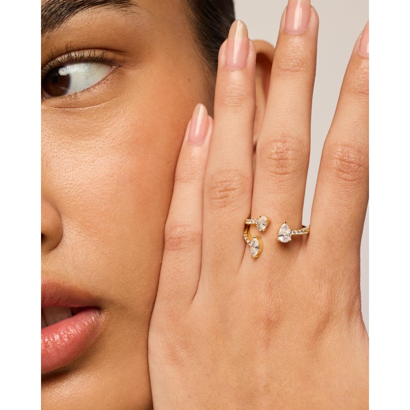 PAVOI 14K Yellow Gold Plated Cubic Zirconia Triple Bypass Statement