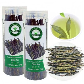JINQI 2bottles Bitter Tea Kuding- 苦丁茶 大叶苦丁茶4.93oz/140g(2.46oz/70g*2), Chinese Herbal Green Tea, Clearing Heat, Holiday Gifts, Tea Gifts