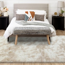 Fluffy Area Rugs for Bedroom, Khaki 4x6 Feet Super Soft Modern Rug for Living Room, Thick Non-Slip Fuzzy Rectangle Plush Indoor Carpets, Home Decor Aesthetic